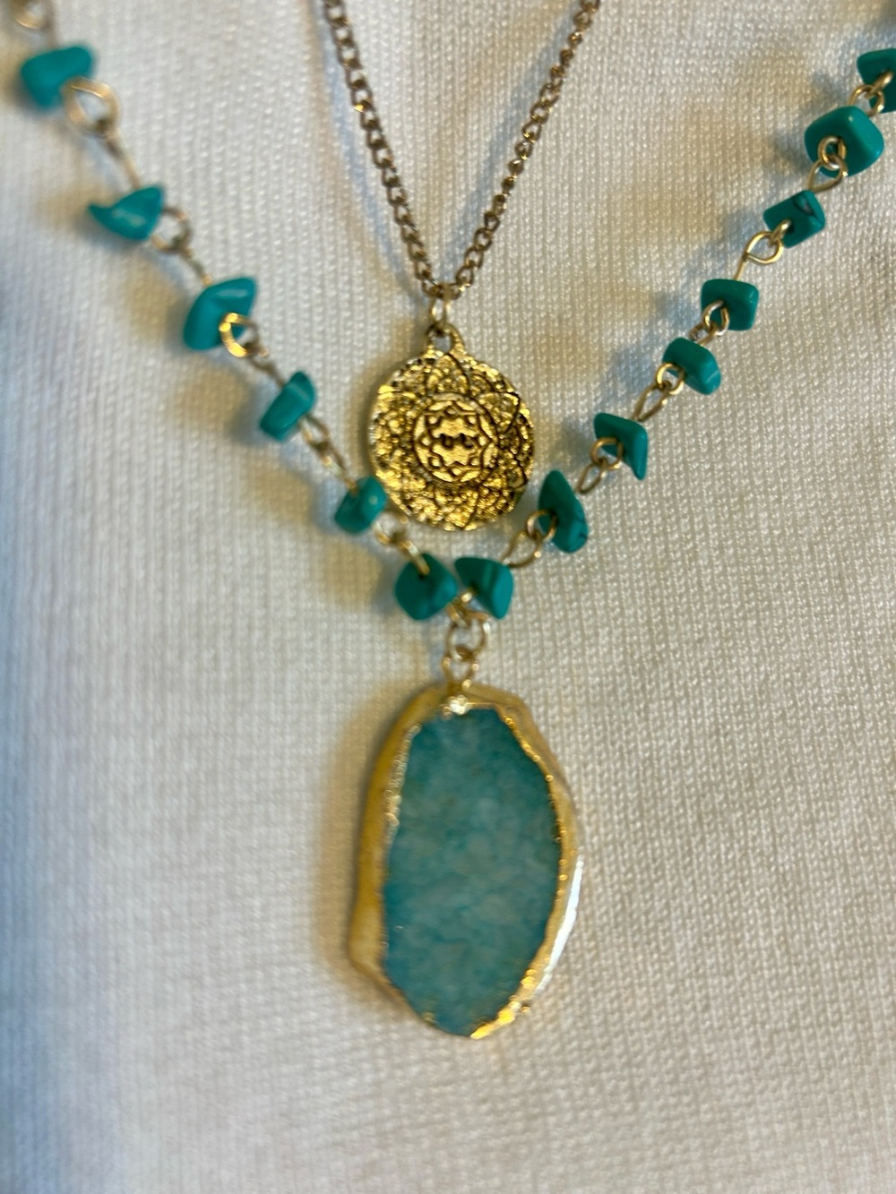 Myra Bag Trailblazer double strand Turquoise and Gold Necklace